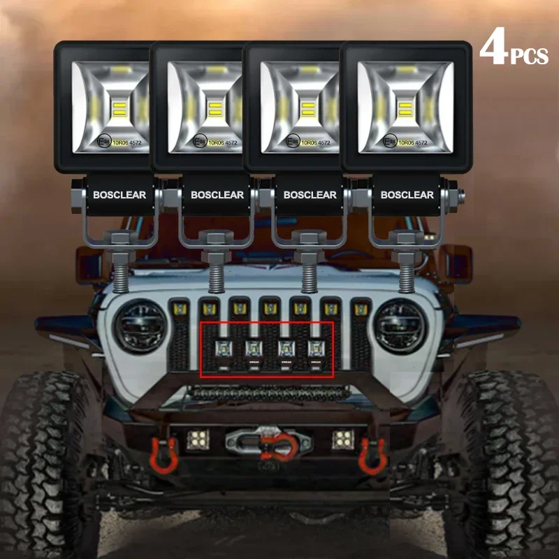 LED Work Light Waterproof Angel Eyes Lamp For Motorcycle Offroad Car Boat ATV UTV Dune Buggy Jeep Agricultural Machinery Vehicle