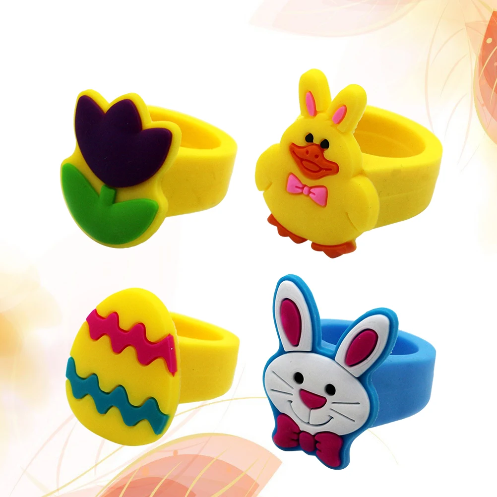 

10 Pcs PVC Ring Kids Jewelry for Girls Childrens Rings Jewellery Cute Toddler The