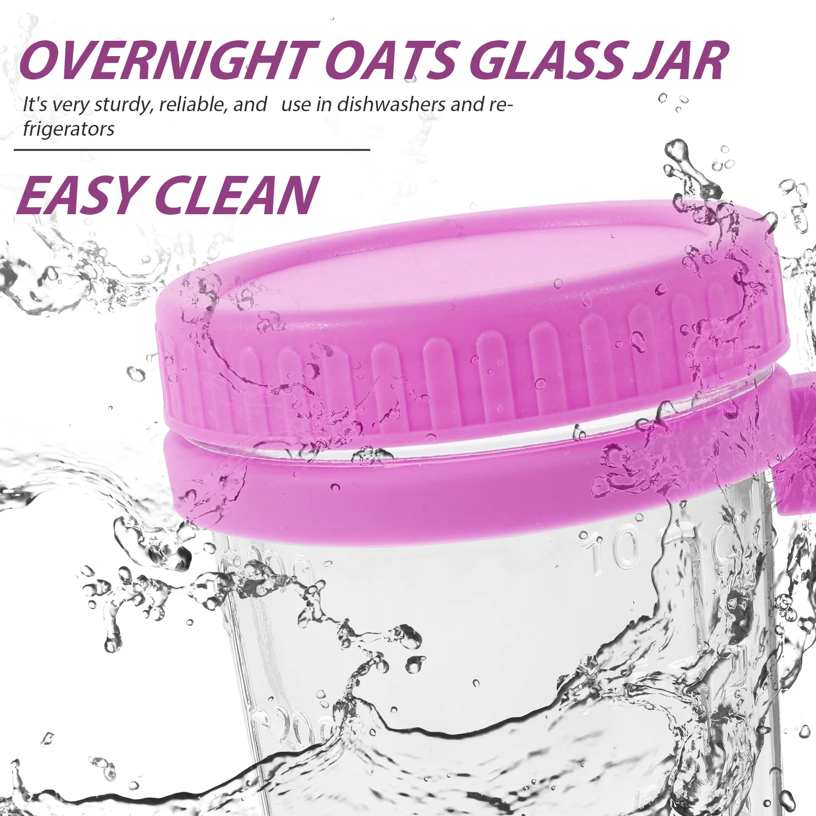 

Overnight Oatmeal Cups Container Breakfast Jars with Lids Oats Containers Purple