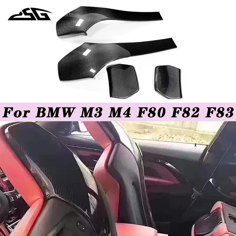 Carbon Fiber Inner Seat Back Covers Trims For BMW M3 M4 F80 F82 F83 Sedan Coupe Convertible 2014-2020 Seat Back Body Kit