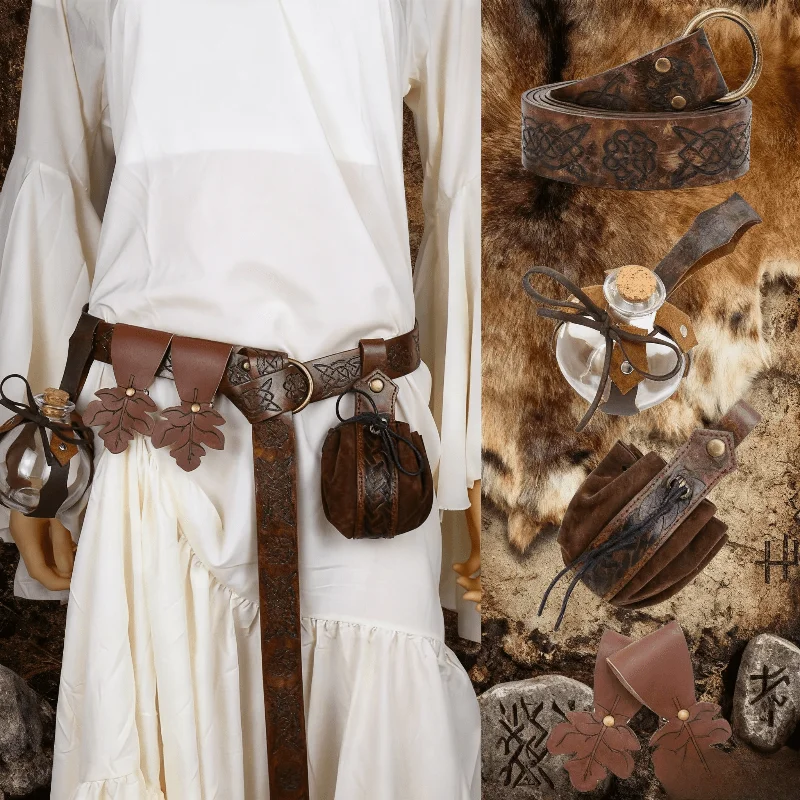 

Viking Waist Belt Set Made of Old Skirt Belt Clip Medieval Role-playing Prop