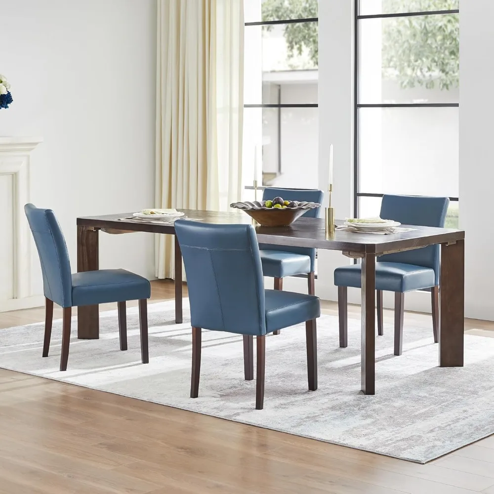 

Restaurant Furniture, Faux Leather Armless Dining Room Chairs with Solid Wood Legs Back Side Chair for Kitchen Living Room