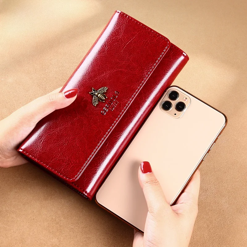 Leather Wallet Women's Long Multi-Card Position Handbag Simple Match Mobile Phone Bag Card Bag Integrated Money Clip Handbag