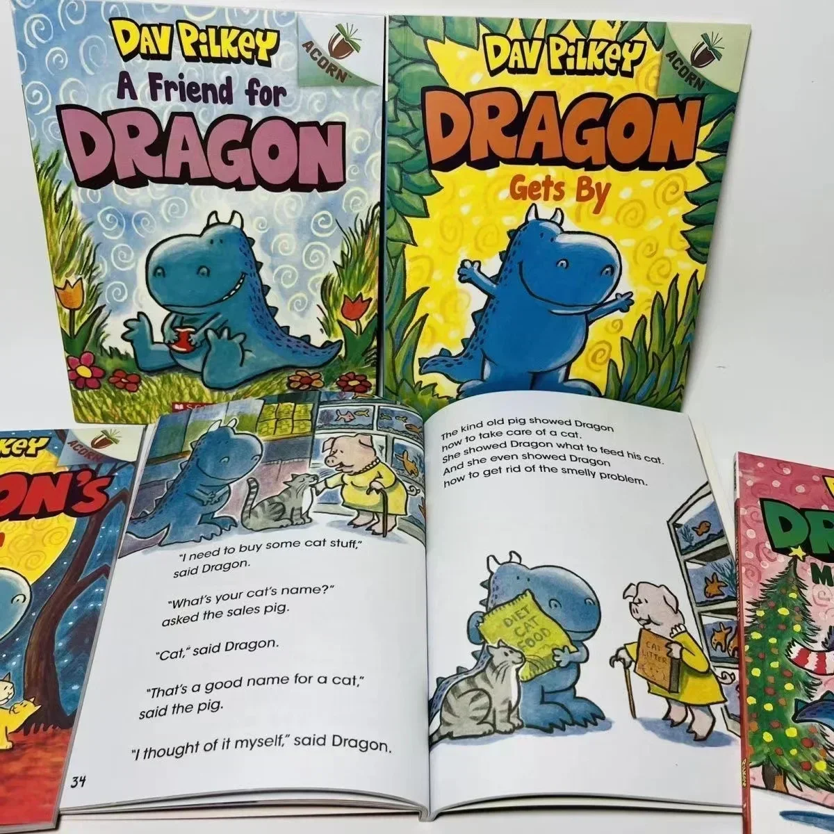 5 libri/set Drago scolastico di Dav Pilkey Immagine per bambini Lettura della buonanotte Set di libri di fiabe in fumetti inglesi