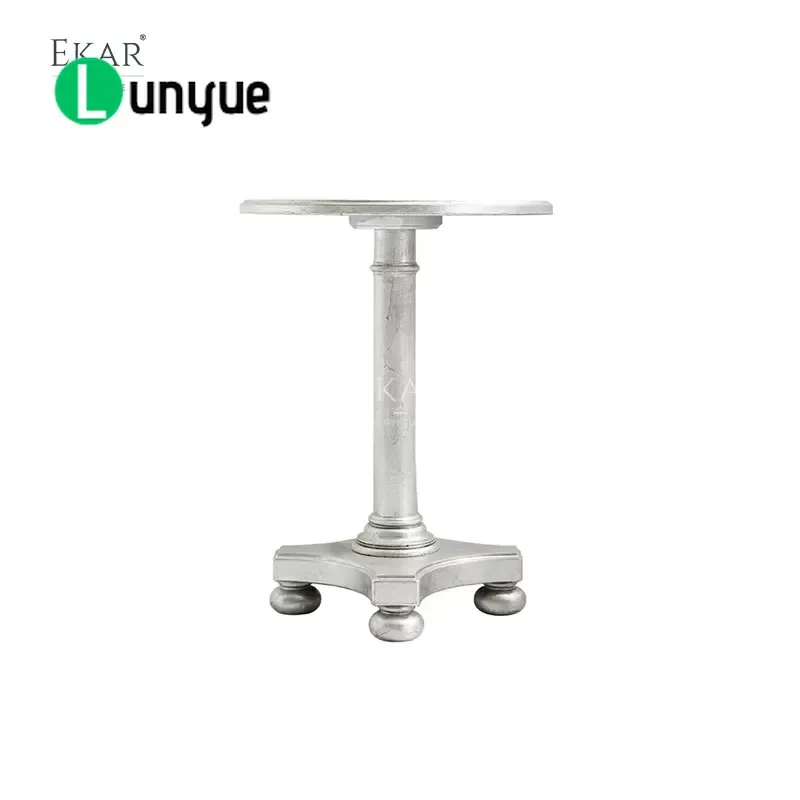 Silver Metal Columnar Side Table American Classic Style Deluxe Decorated End Table for Living Room Bedroom Sofa Corner Modern