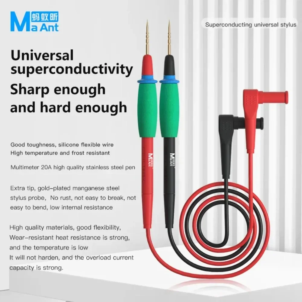 MaAnt 1000V 20A Universal Multimeter Test Leads Soft silicone Cable Wire For Digital Multi Meter Needle Tip Measuring Probes