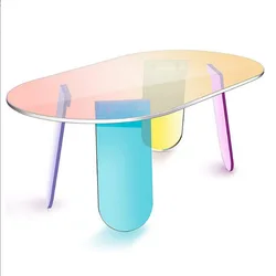 Mesa de centro acrílica minimalista, mesa de diseñador de lujo, transparente, colorida, de vidrio orgánico, INS nórdico, celebridad de Internet