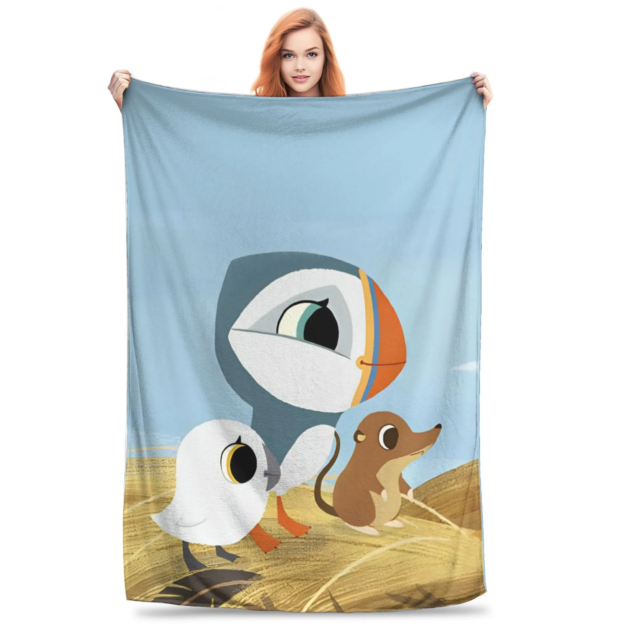 Puffin Rock Cartoon   Flannel Blanket  Awesome Throw Blanket for Bed Sofa Couch 200x150cm Rug Piece