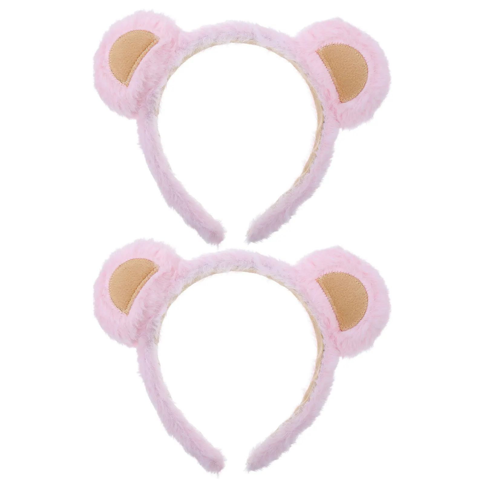 

2pcs Bear Ears Headband Furry Animal Ear Hair Hoop Kawaii Spa Face Washing Headband For Women Birthday Party Cosplay