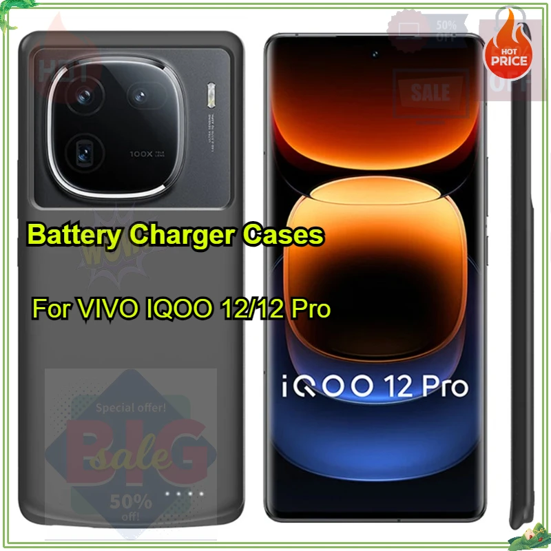 

6800mAh Battery Cases for VIVO IQOO 12 Pro Portable Charger Power Bank Cover for IQOO 12 Charging Case External Powerbank Cover