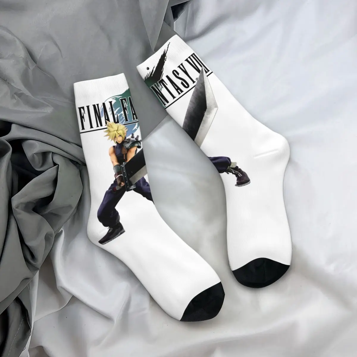 Casual Cloud Strife Final Fantasy VII Design Sports Socks Accessories All Season FF7 Games Comfortable Long Socks Non-slip