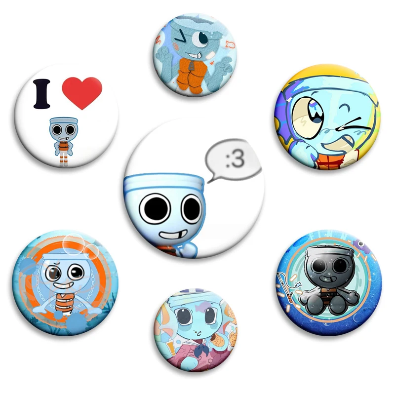 

58mm Anime Enamel Pin Hot Game Dandys World Cartoon Character Finn Creative Brooch Round Badge for Bag Clothes Accessories Gifts