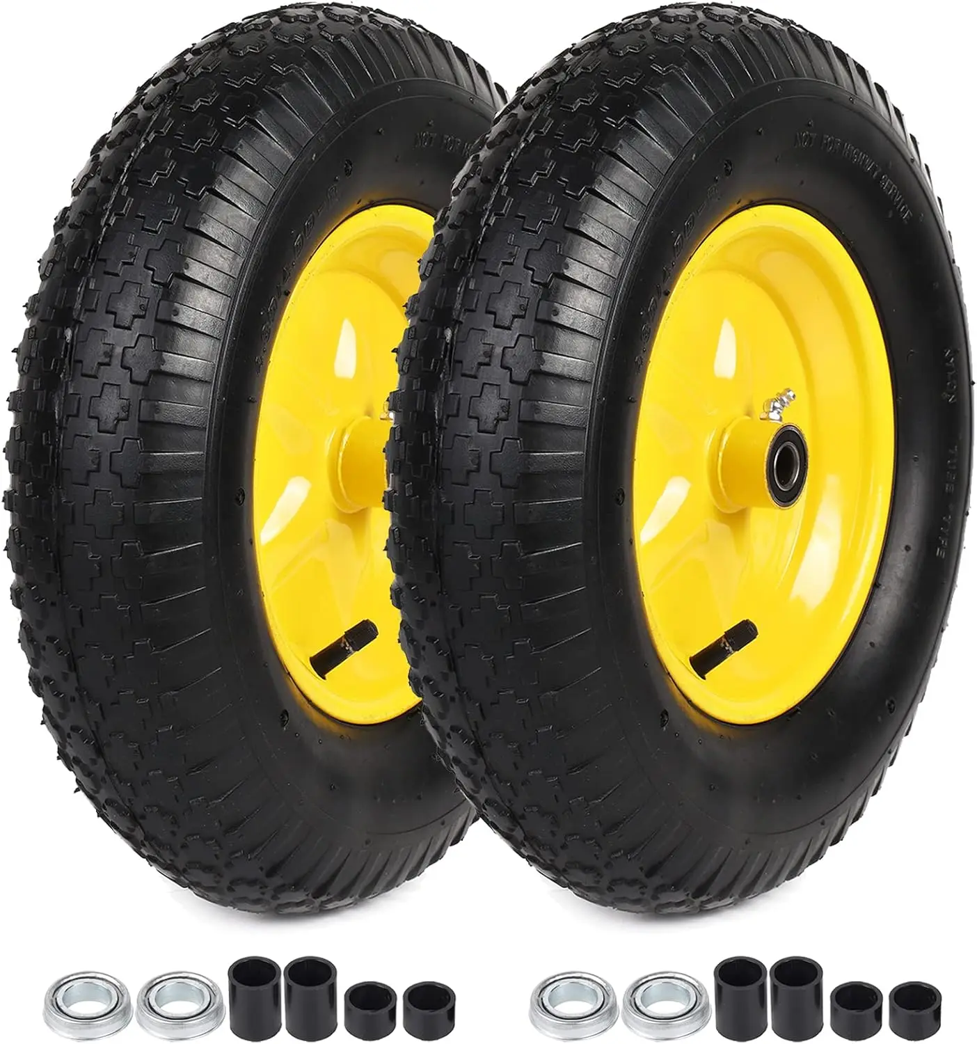 

2-Pack 4.80/4.00-8" Tire and Wheel Set with Bearings for Wheelbarrow, Hand Truck, Garden Carts