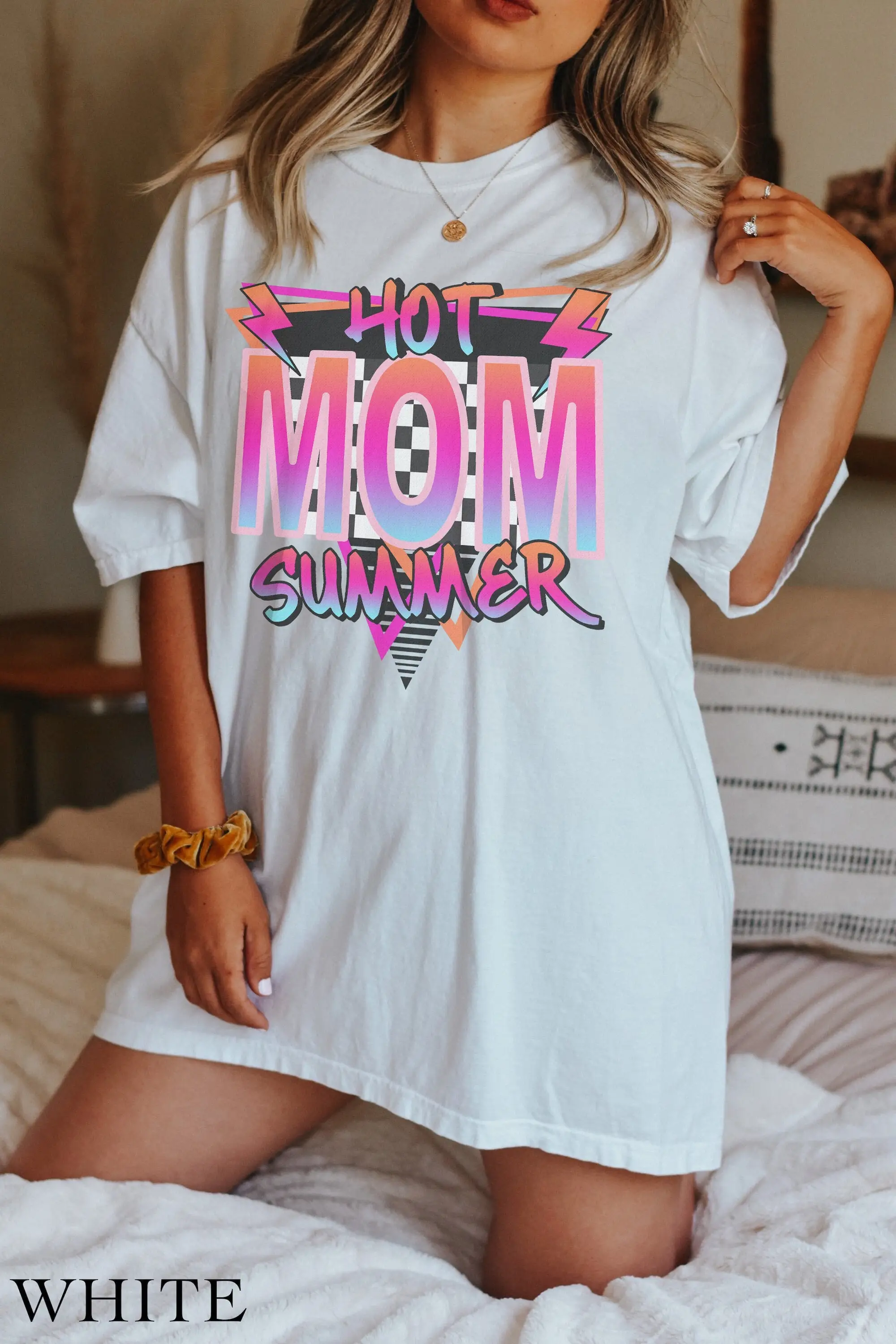 Hot Mom Summer T Shirt Colorful Retro Vibe Comfort Colors Cute Vintage Beach