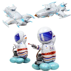 4D Stereoscopic Starship Super Large Standing Astronaut Foil Balloons Outer Space Galaxy Planet Theme Birthday Party Decorations