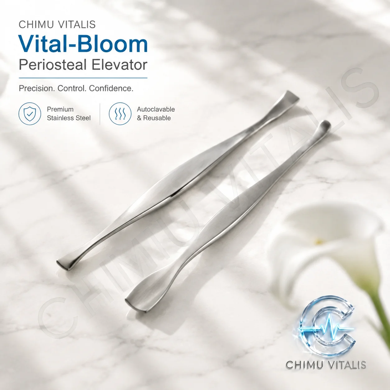 【CHIMU VITALIS】Periosteal Elevator, Double-Head and Single-Head Stainless Steel Instrument