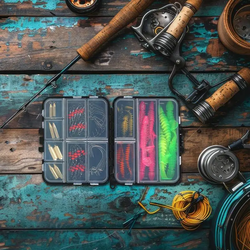 

Fishing Bait Kit 68 Pieces Fishing Accessories Wear Resistant Portable Outdoor Gear With Storage Box For Beginners Professional