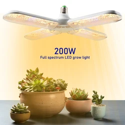 Luz LED plegable de 200W para cultivo, lámpara Phyto de espectro completo, Bombilla SMD2835 para cultivo de plantas de interior, lámpara para floración de jardín