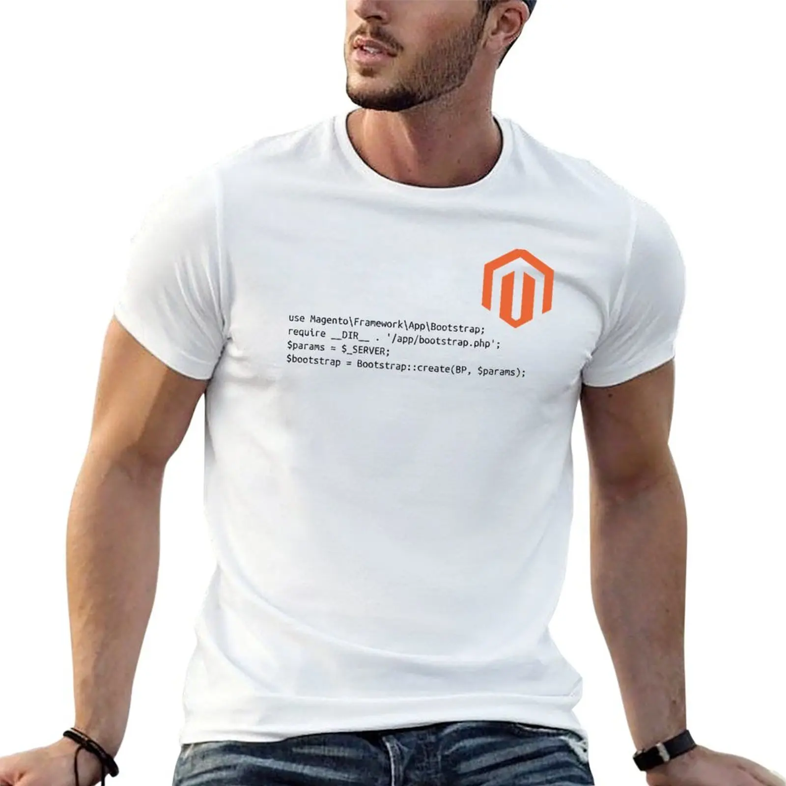 Camiseta Magento, camisetas divertidas para hombre, paquete de camisetas de algodón blanco, camiseta 100%