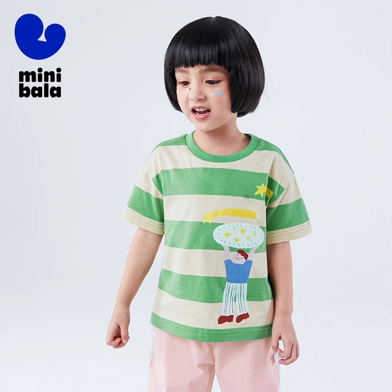 Mini Bala Short Sleeve T-Shirt Unisex Children Short Sleeve T-Shirt Summer Pure Cotton Fun Top Children Base Shirt image 3