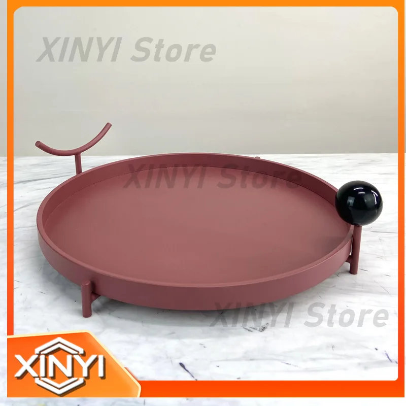 Modern Minimalist Luxury Metal Romantic Tray for Home Decoration Storage Tray for Model Room Sales Office Living Room