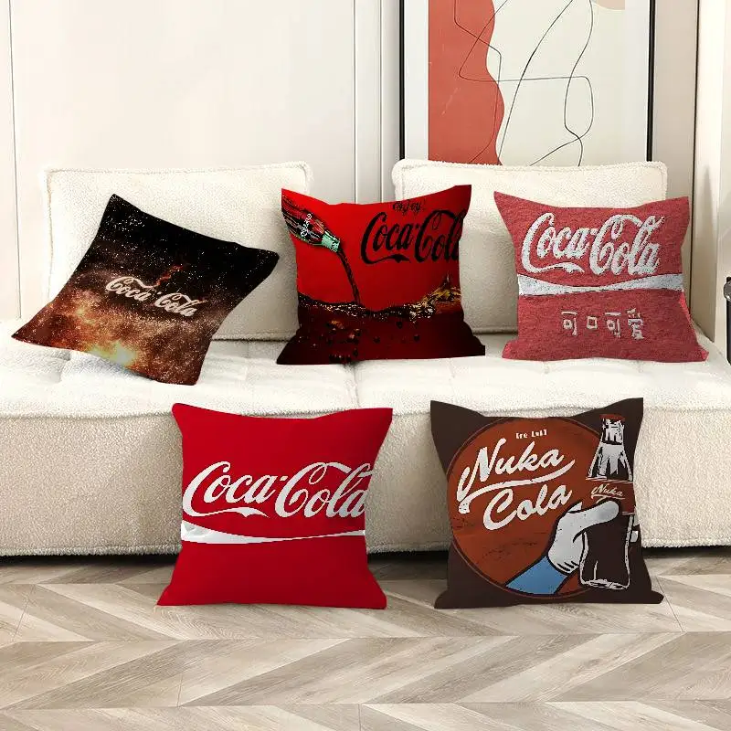 Funda de cojín con logotipo vintage de Coca-Cola, cojines de poliéster para sofá, cojines decorativos, funda de almohada para decoración del hogar