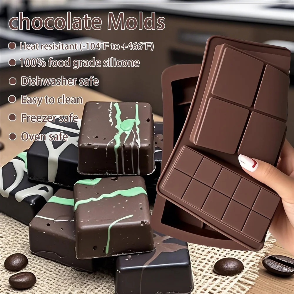 Дубайские шоколадные формы Силиконовые формы для шоколадных батончиков — антипригарные гибкие большие и толстые домашние шоколадные конфеты и десерты