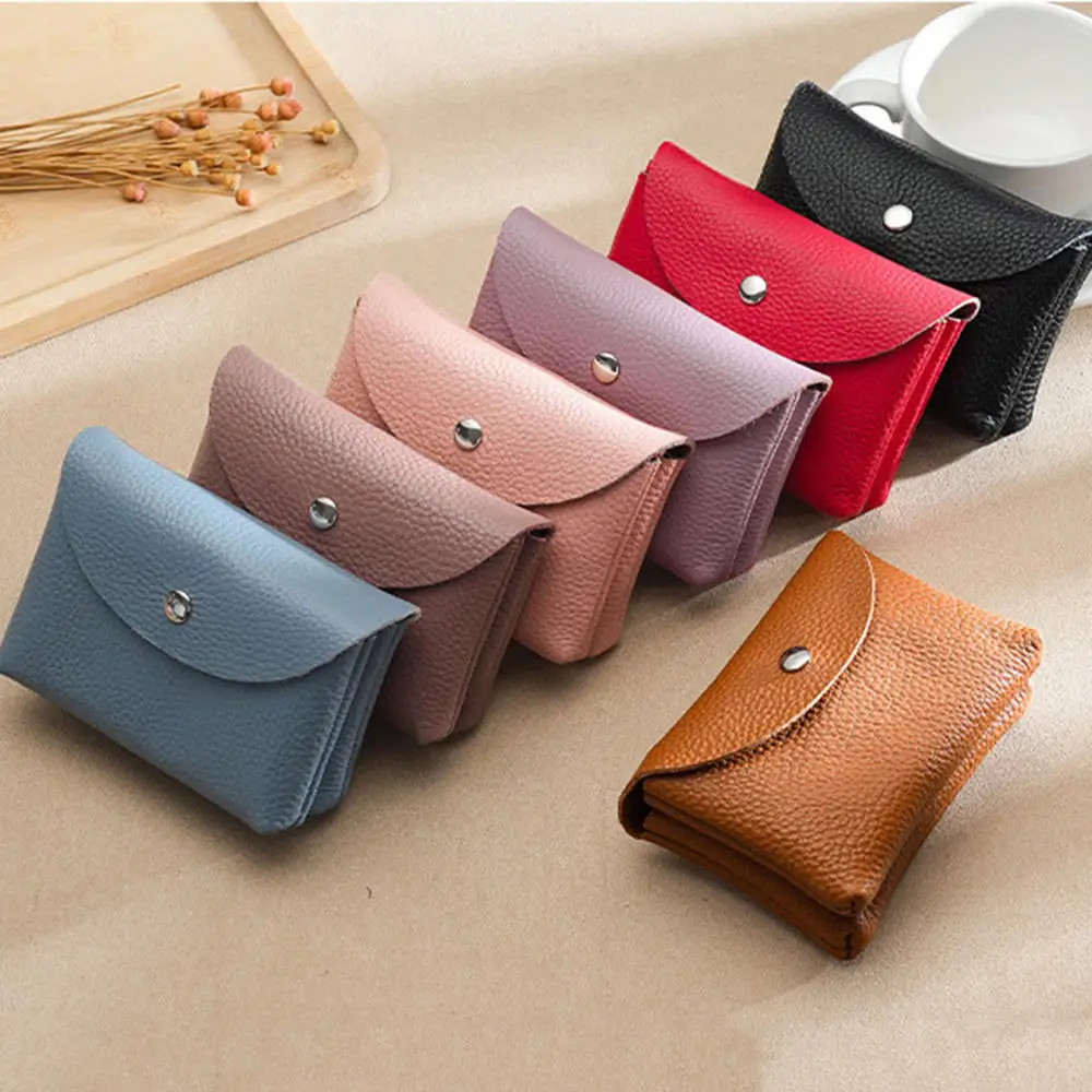 Retro Genuine Leather Coin Purse Zipper Small Wallets Card Holder Bag Portable Men Cowhide Money Purse Women Earphone Pouch