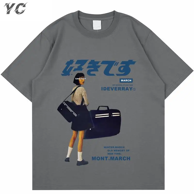 Hip Hop Streetwear Harajuku T Shirt Girl Japanese Kanji Printed Tshirt 2021 Summer Female T-Shirt Short Sleeve Cotton Loose Tops