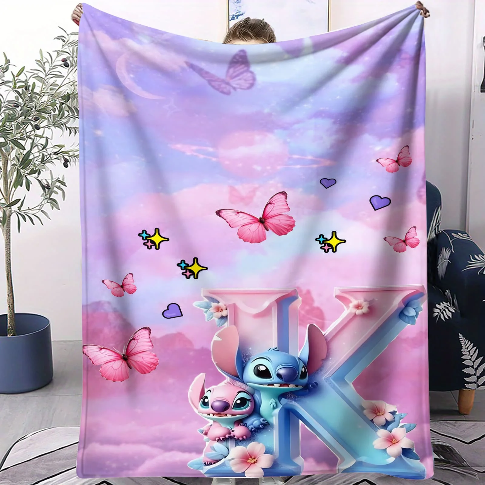 بطانية قطيفة مخصصة للغرز - تصميم لطيف على شكل علكة فقاعية رمي مريح لسرير غرفة الأطفال والسفر مثالية لعشاق الرسوم المتحركة للعائلات #3