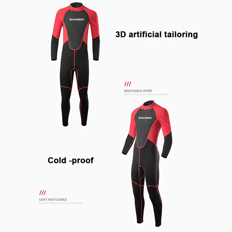 Oulylan Full Wetsuit Men 3mm Diving Suit Neoprene Surfing Diving Snorkeling Long Sleeves Back Zip Thermal Swimsuit Snorkeling