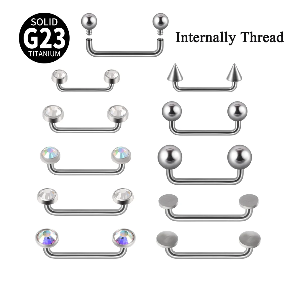 Piercing de titanio G23 para el cuerpo, 1 unidad, Gema de cristal de hilo interno, 14G CZ, Micro ancla dérmica, joyería para el cuerpo