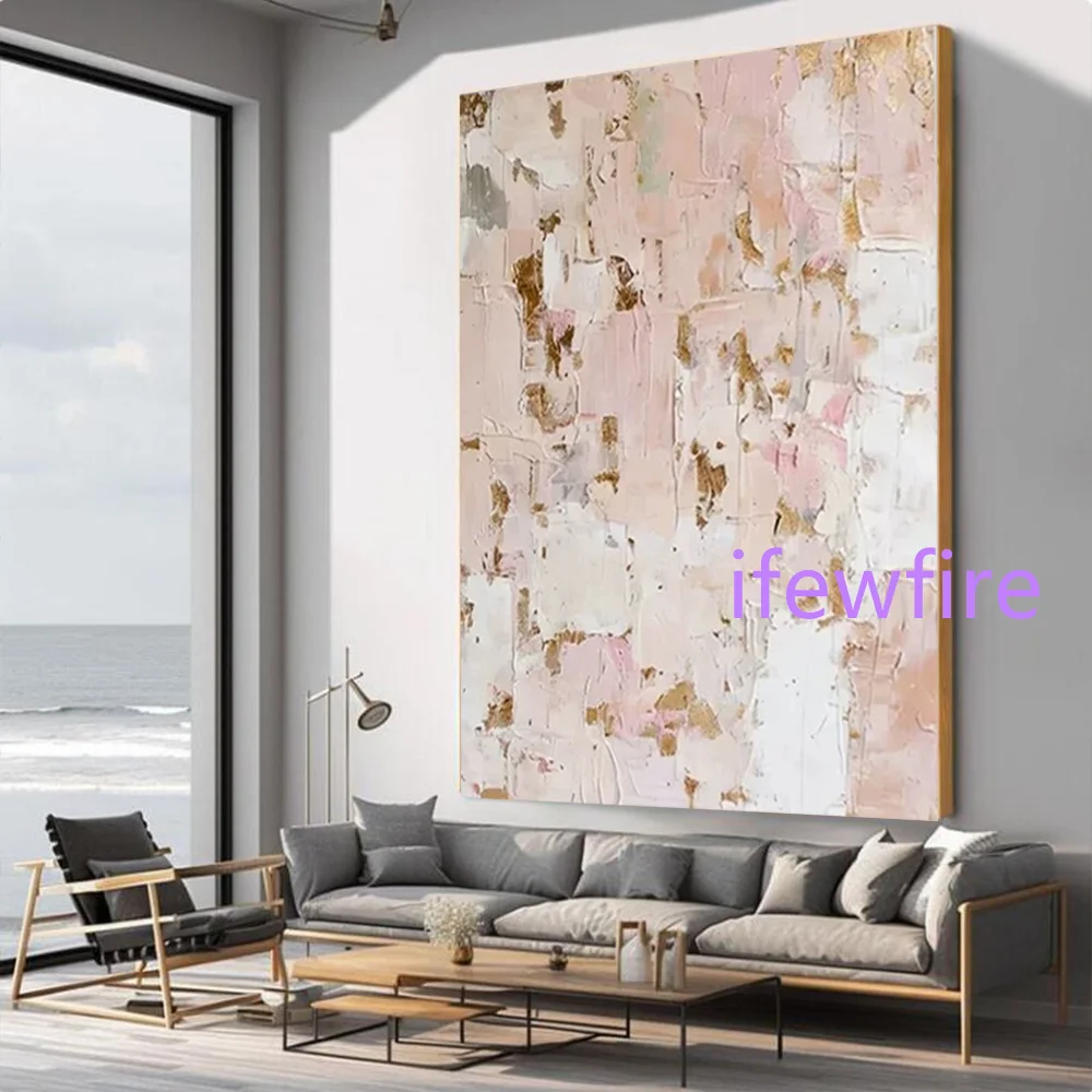 100% Handmade Abstract Oil Painting on Canvas Wabi-sabi Bright Color Wall Art Picture Big Mural for Home Living Room Decor Image