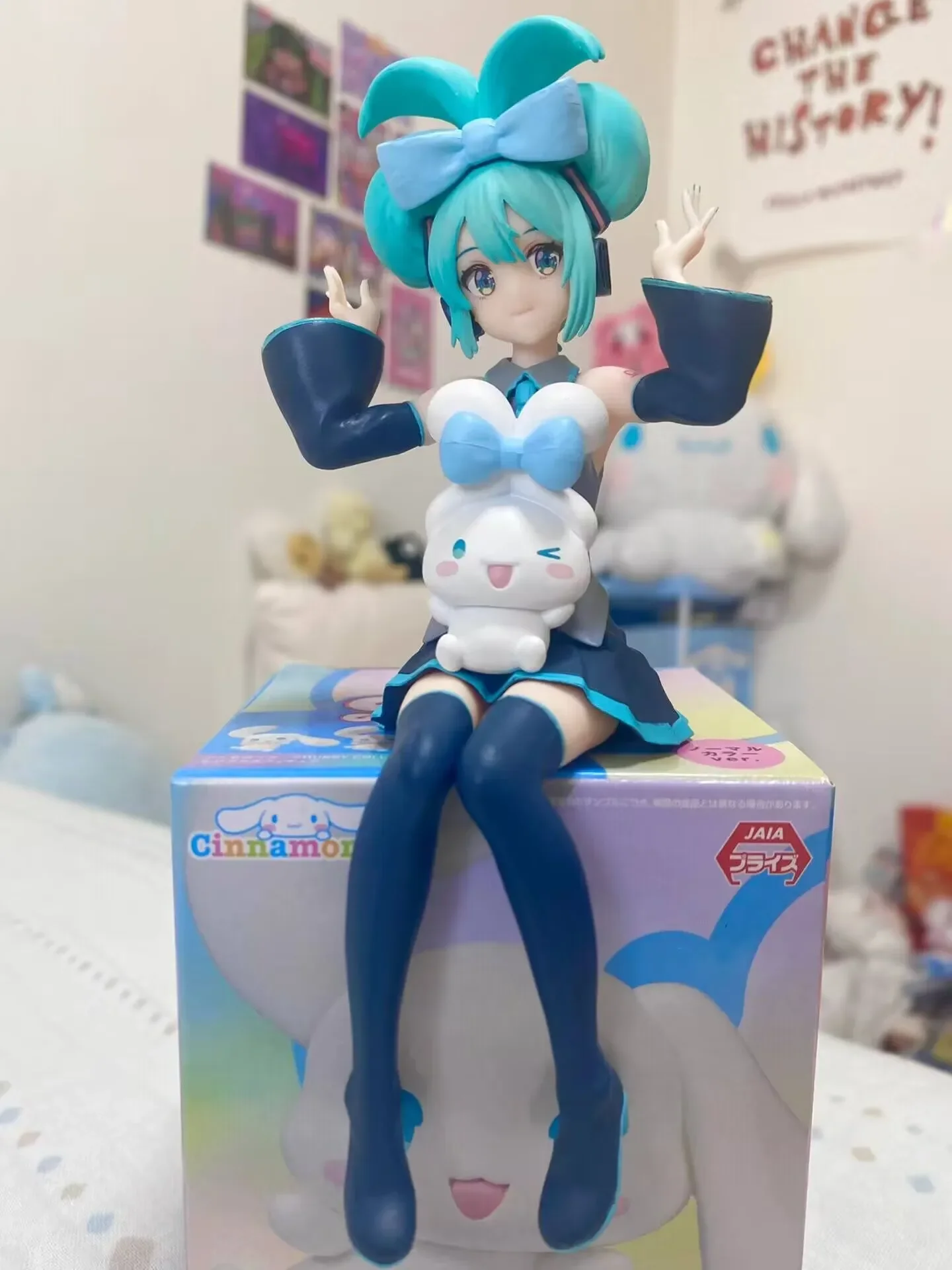 Genuine Sega Hatsune Miku Cinnamoroll Anime Peripheral Collectible Models Garage Kit Decorative Decorations Children Kawaii Gift