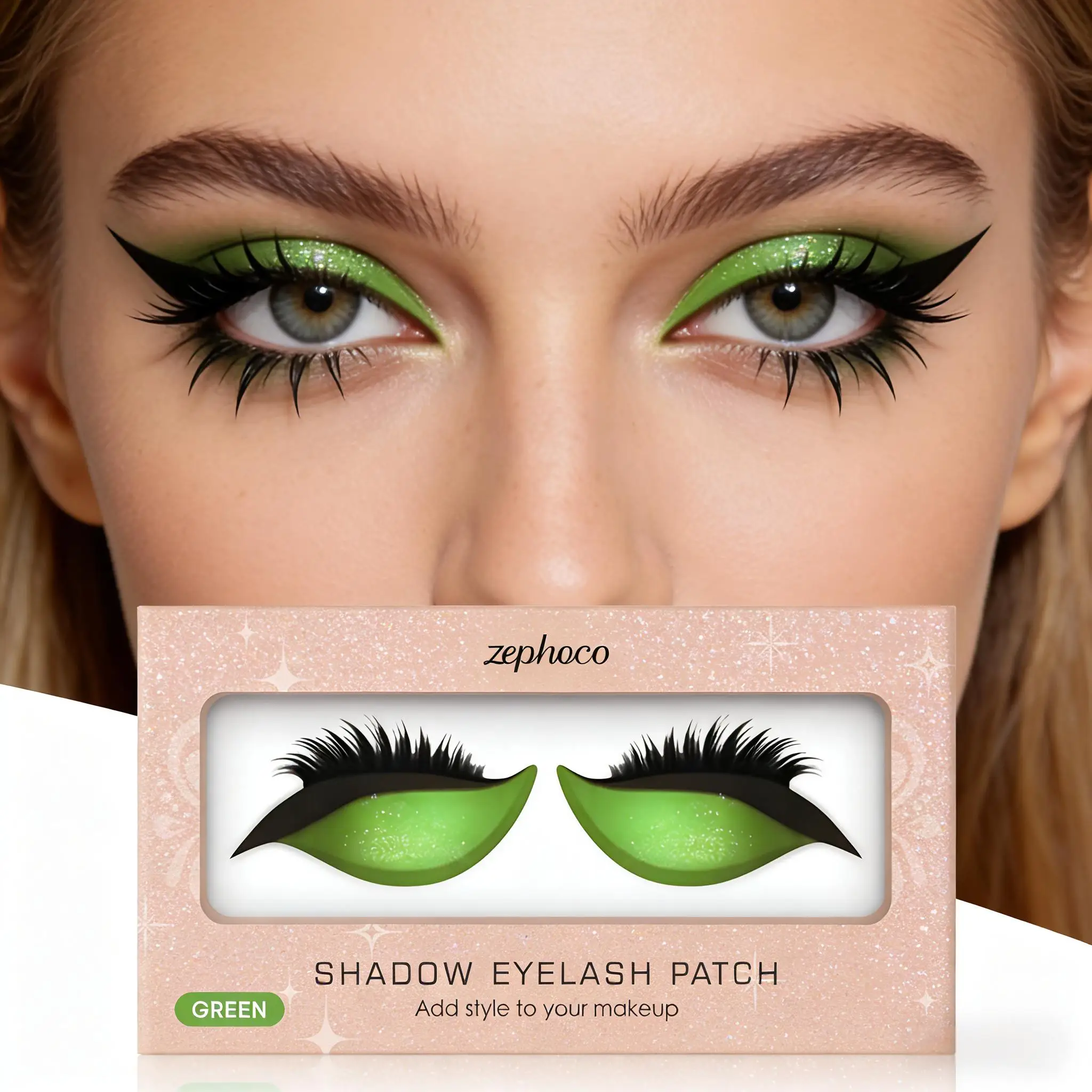 Lazy Eye Shadow Eyelash Patch with Eyeliner 2-in-1 False Lashes Self-Adhesive Waterproof Reusable Eye Makeup Sticker Tool 1 Pair
