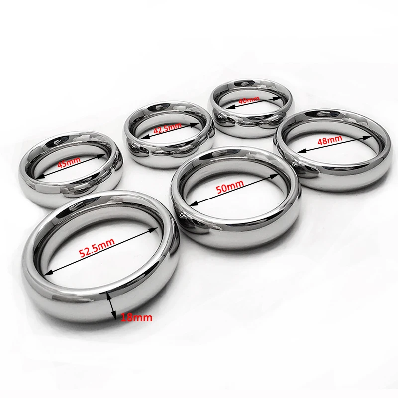 6 Sizes Stainless Steel Penis Ring Stretcher Metal Cock Ring Scrotum Restraint Rings Penis Lock Testicular SM Sex Toys for Men