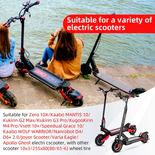 Imagen 2 del producto ULIP 2 uds 10x3 piezas de repuesto de tubo interior grueso para neumático de Scooter eléctrico Zero 10X/Kaabo/Kugoo 10x3 255x80 80/65-6 90/65-6,5