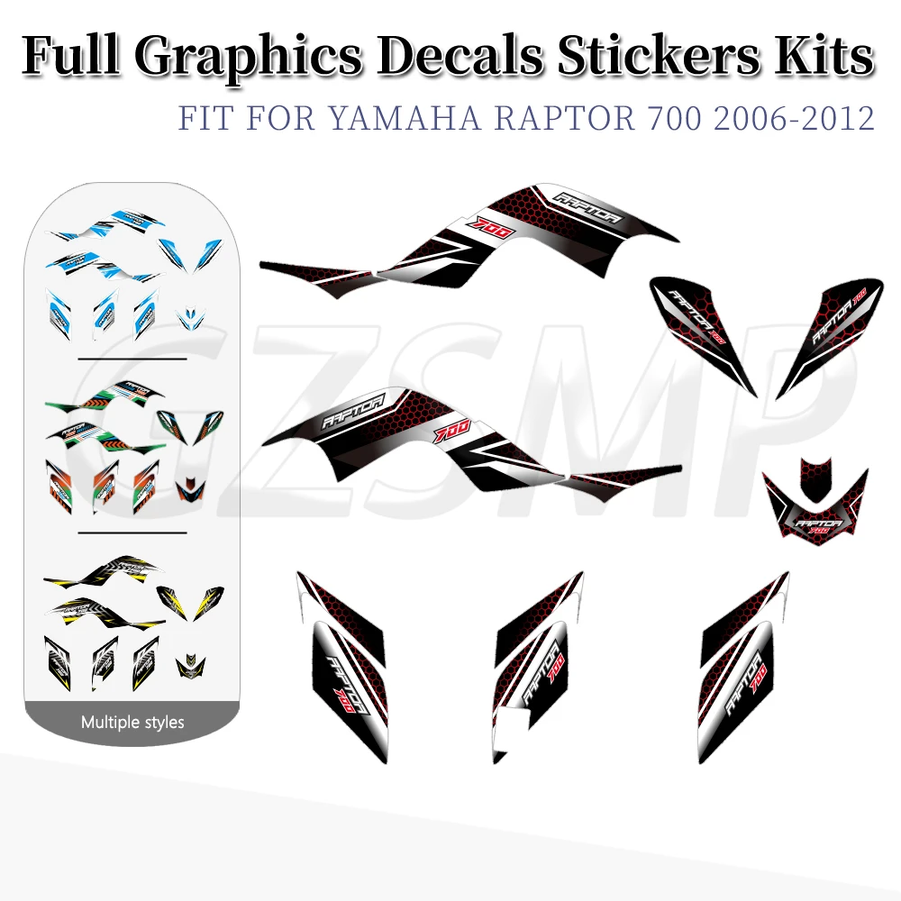 

ATV Full Graphics Sticker Background Decal Kits fit For Yamaha YFM700 RAPTOR 700 YFM 2006 - 2012 2008 2009 2010 2011