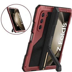 For Samsung Galaxy Z Fold 6 4 5 5G Phone Case shockproof Aluminum Metal Bumper Hard Armor Case Kickstand Cover protection funda