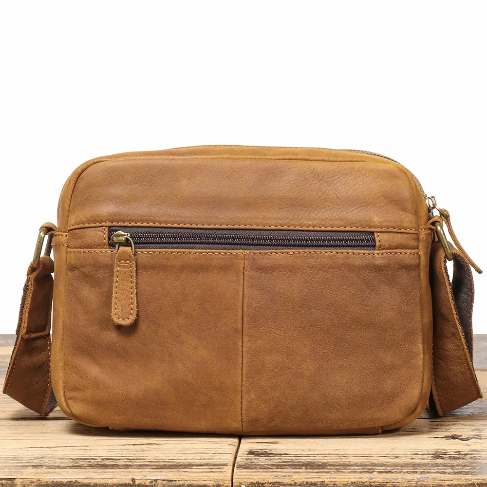 Men's Nubuck Leather Crossbody Bag Genuine Top Grain Cowhide Casual Everyday Bag Fits iPad