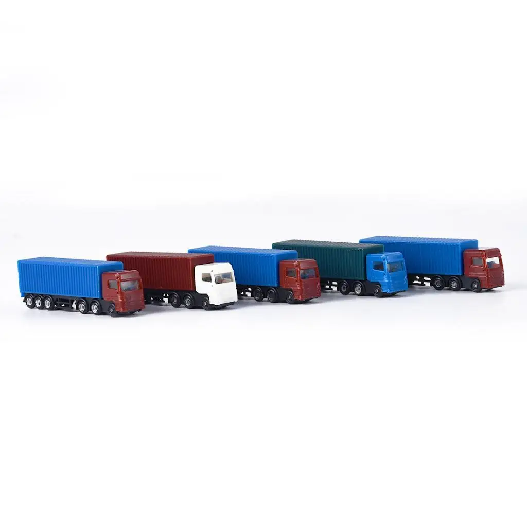 Mini Truck Toys 1 150 Scale Plastic Truck Model Kit Painted Model Car Set for Model Trains Scenery Layout