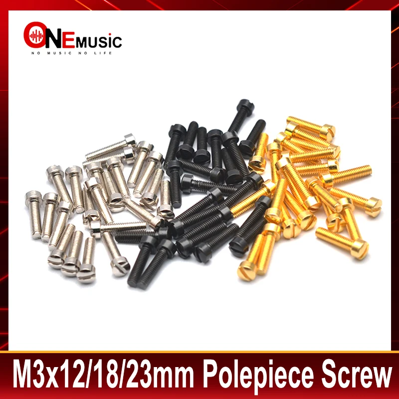 100pcs M3x12/18/23MM Slotted Polepiece for Humbucker Adjustable Screw Cup Head Pickup Polepiece Screws