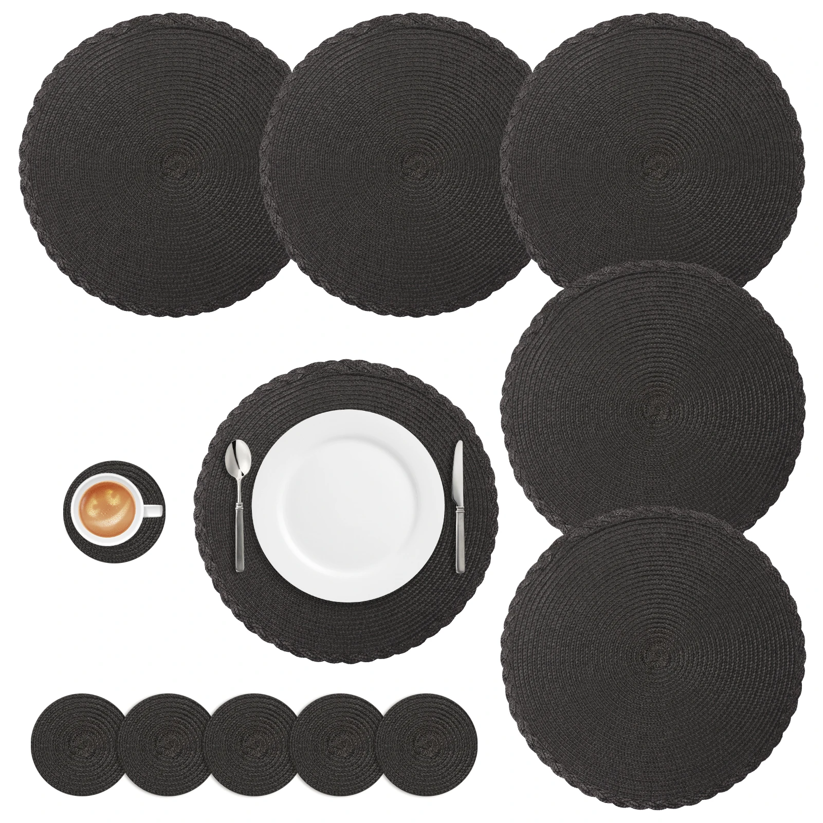 Round Braided Placemats Set 8