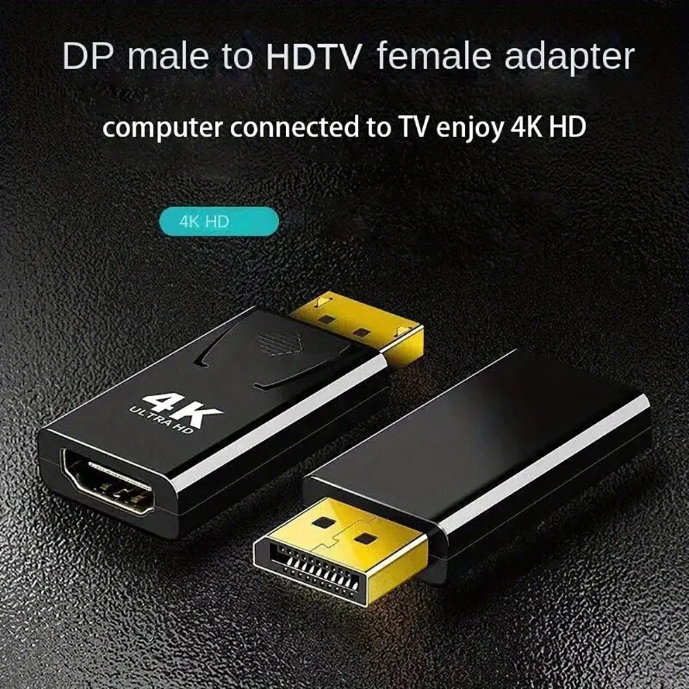 DisplayPort to HD Converter Adapter with 4K Ultra HD/1080p DP Male to Female for Video Transmission from PC/Laptop to TV