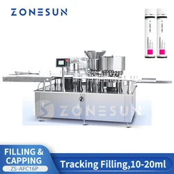 ZONESUN Automatic Vial Filling and Capping Machine Ampoule Bottles Oral Solutions Packaging Equipment ZS-AFC16P