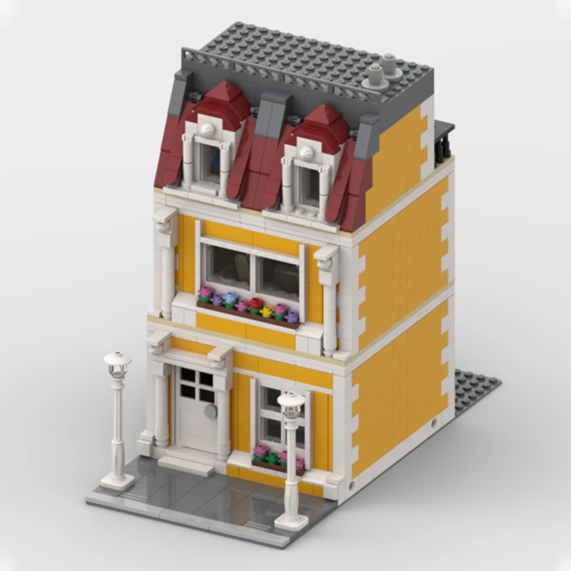 Bloques de construcción modulares para niños, juguete de ladrillos para armar Casa de color naranja, serie calles de Ciudad, ideal para regalo de cumpleaños, gran oferta, 992