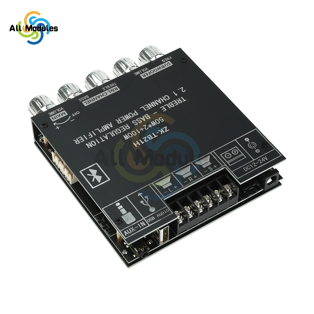 DC 12-24V TB21H BT 5.1 서브우퍼 앰프 보드 50W+50W+100W 2.1 채널 디지털 앰프 모듈 스테레오 베이스 AMP TPA3116D2