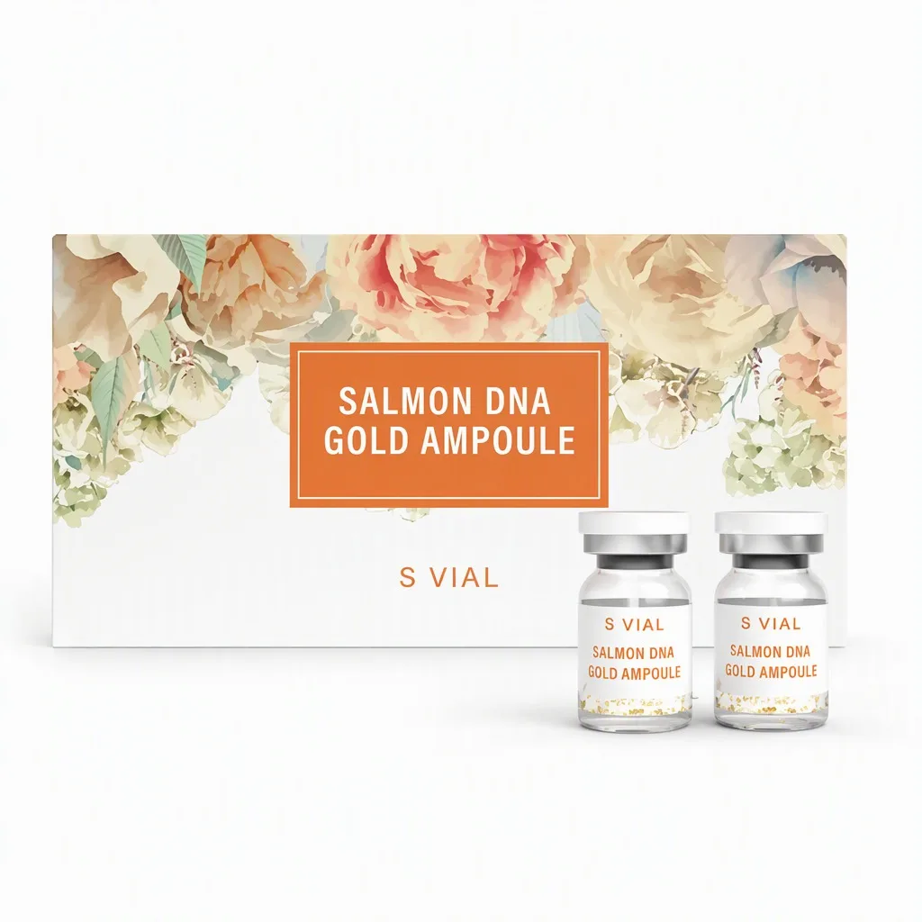 Korean Salmon DNA Gold Ampoule Skin Booster Serum Kit Face Brightening Whitening Firming Hydration Rejuvenation Skincare 1 Kit