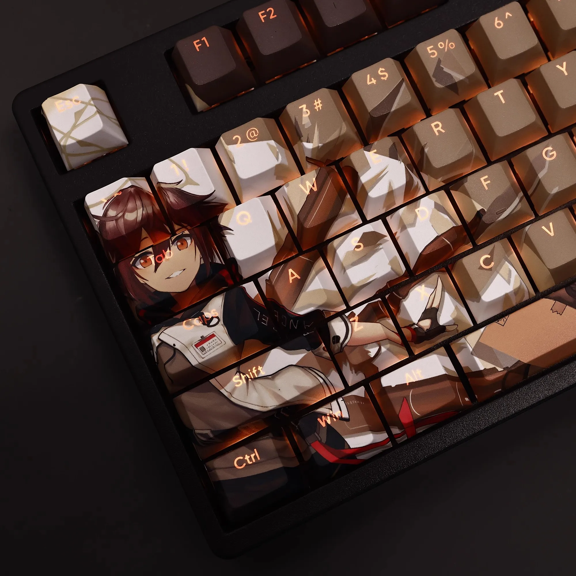 108 Keys/set Arknights Exusiai Keycap PBT Dye Subbed Backlit Keycaps Anime Gaming Key Caps For ANSI 61 87 104 108 Keyboard