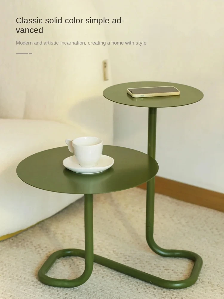 Coffee Table Creative Design Sense Small Side Table Iron Retro Round Sofa  Modern Simple Antique Table Shelves